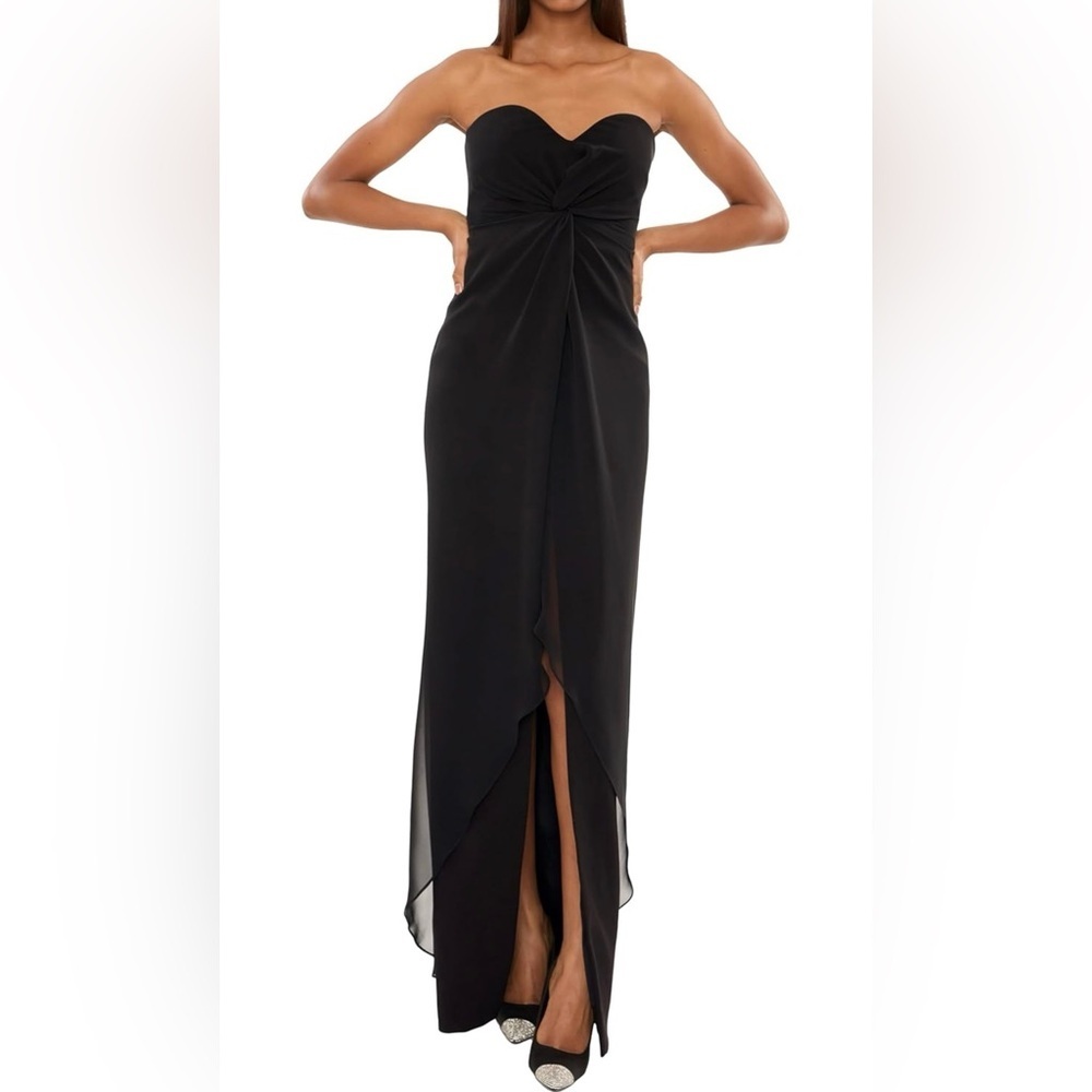 Likely Womens Rimes Black Strapless Formal Evening Dress Gown NWT